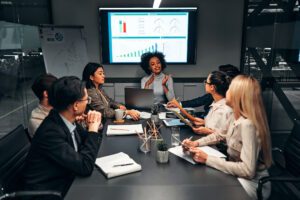 Leader Communicating with Team During Business Planning Process